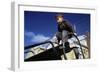 Boy Playing on Playground Slide-William P. Gottlieb-Framed Photographic Print