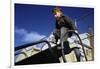 Boy Playing on Playground Slide-William P. Gottlieb-Framed Photographic Print