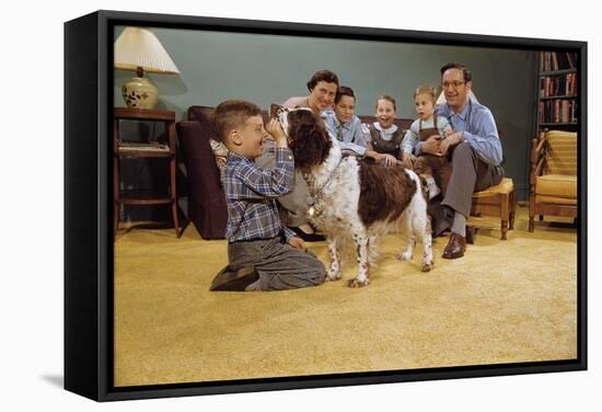 Boy Playing with the Family Dog-William P. Gottlieb-Framed Stretched Canvas