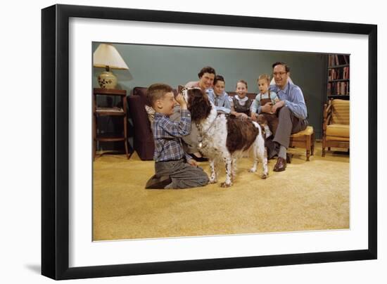 Boy Playing with the Family Dog-William P. Gottlieb-Framed Photographic Print