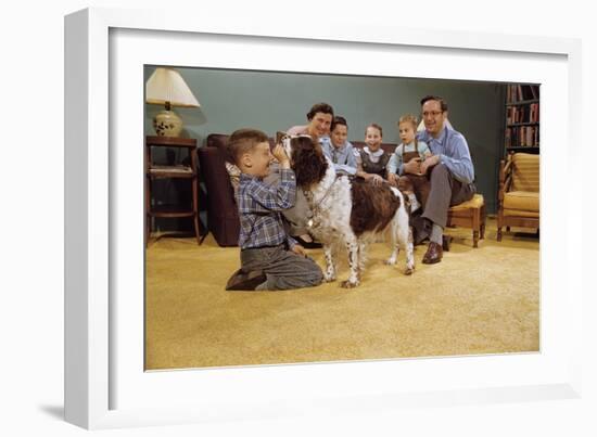 Boy Playing with the Family Dog-William P. Gottlieb-Framed Photographic Print