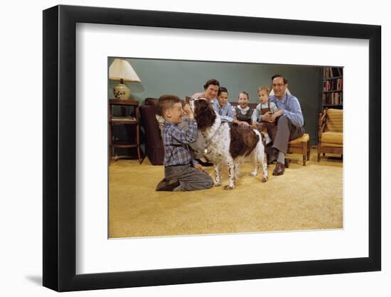 Boy Playing with the Family Dog-William P. Gottlieb-Framed Photographic Print