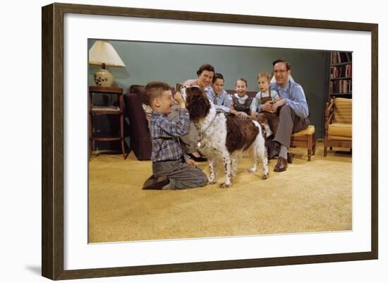 Boy Playing with the Family Dog-William P. Gottlieb-Framed Photographic Print