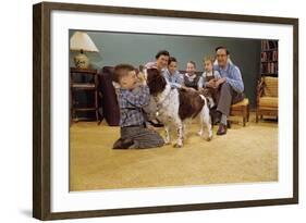 Boy Playing with the Family Dog-William P. Gottlieb-Framed Photographic Print