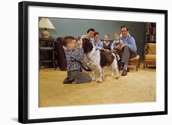 Boy Playing with the Family Dog-William P. Gottlieb-Framed Photographic Print