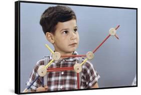 Boy Playing with Tinkertoys-William P. Gottlieb-Framed Stretched Canvas