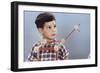 Boy Playing with Tinkertoys-William P. Gottlieb-Framed Photographic Print