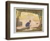 Boy Playing with Toy Boats-null-Framed Art Print