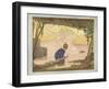 Boy Playing with Toy Boats-null-Framed Art Print