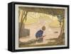 Boy Playing with Toy Boats-null-Framed Stretched Canvas