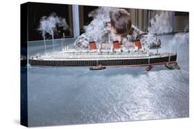 Boy Playing with Toy Ocean Liner-William P. Gottlieb-Stretched Canvas