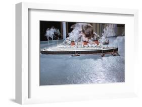 Boy Playing with Toy Ocean Liner-William P. Gottlieb-Framed Photographic Print