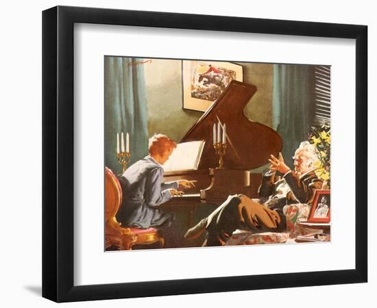 Boy Plays Piano, 1946-null-Framed Giclee Print