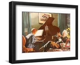 Boy Plays Piano, 1946-null-Framed Giclee Print