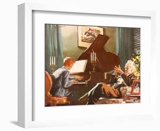 Boy Plays Piano, 1946-null-Framed Giclee Print