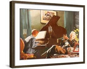 Boy Plays Piano, 1946-null-Framed Giclee Print