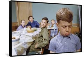 Boy Pouting Near the Dinner Table-William P. Gottlieb-Framed Stretched Canvas