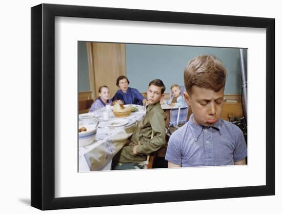 Boy Pouting Near the Dinner Table-William P. Gottlieb-Framed Photographic Print