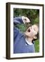 Boy Pretending To Eat An Earthworm-Ian Boddy-Framed Photographic Print