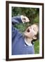 Boy Pretending To Eat An Earthworm-Ian Boddy-Framed Photographic Print