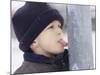 Boy Putting Tongue to Frozen Pole-Dann Tardif-Mounted Photographic Print