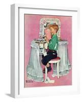 "Boy Reading his Sister's Diary", March 21,1942-Norman Rockwell-Framed Giclee Print