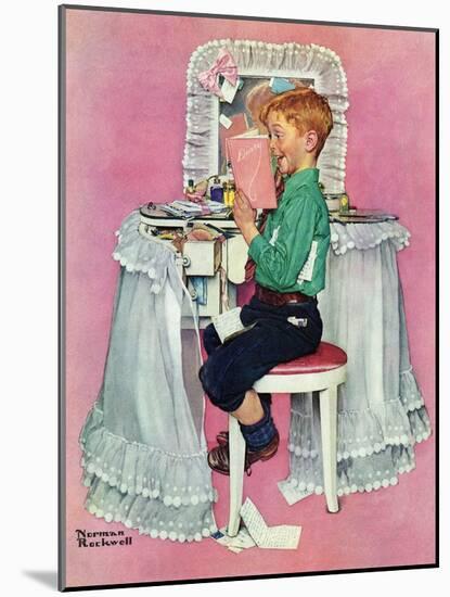 "Boy Reading his Sister's Diary", March 21,1942-Norman Rockwell-Mounted Giclee Print