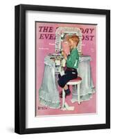 "Boy Reading his Sister's Diary" Saturday Evening Post Cover, March 21,1942-Norman Rockwell-Framed Giclee Print