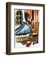 Boy Reading in Bed-null-Framed Giclee Print