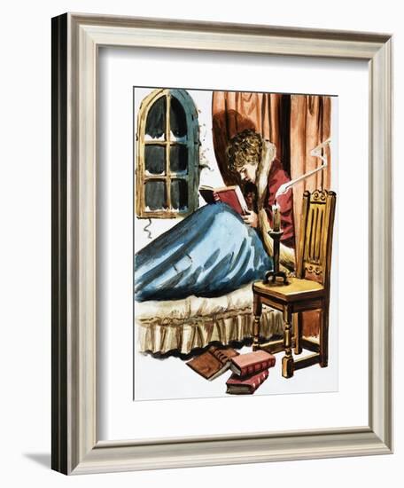 Boy Reading in Bed-null-Framed Giclee Print