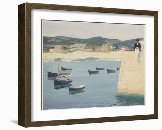 Boy Reading on a Harbour's Edge-William Strang-Framed Premium Giclee Print