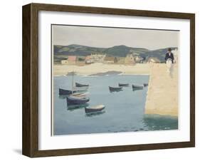 Boy Reading on a Harbour's Edge-William Strang-Framed Premium Giclee Print