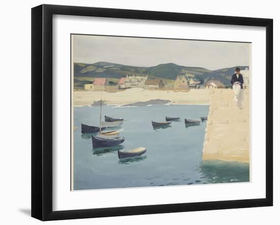 Boy Reading on a Harbour's Edge-William Strang-Framed Premium Giclee Print