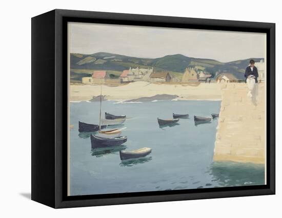 Boy Reading on a Harbour's Edge-William Strang-Framed Stretched Canvas