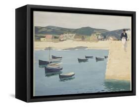 Boy Reading on a Harbour's Edge-William Strang-Framed Stretched Canvas