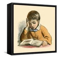 Boy Reading-English School-Framed Stretched Canvas