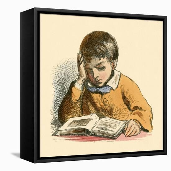 Boy Reading-English School-Framed Stretched Canvas