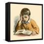 Boy Reading-English School-Framed Stretched Canvas