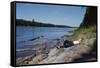 Boy Relaxing by the Delaware River-William P. Gottlieb-Framed Stretched Canvas