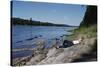 Boy Relaxing by the Delaware River-William P. Gottlieb-Stretched Canvas