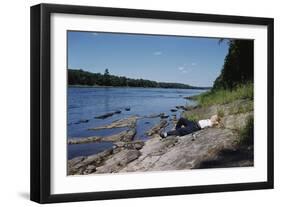 Boy Relaxing by the Delaware River-William P. Gottlieb-Framed Photographic Print