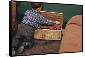 Boy Removing Fire Engine from Toy Chest-William P. Gottlieb-Framed Stretched Canvas