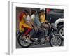 Boy Rides a Motorbike with Four Girls, as it Drizzles in Hyderabad, India-null-Framed Photographic Print