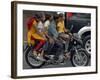 Boy Rides a Motorbike with Four Girls, as it Drizzles in Hyderabad, India-null-Framed Photographic Print