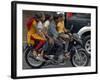 Boy Rides a Motorbike with Four Girls, as it Drizzles in Hyderabad, India-null-Framed Photographic Print