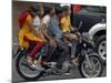 Boy Rides a Motorbike with Four Girls, as it Drizzles in Hyderabad, India-null-Mounted Photographic Print