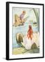 Boy Riding Butterfly and Girl in Water Lily-null-Framed Art Print