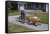 Boy Riding Tricycle and Towing Wagon-William P. Gottlieb-Framed Stretched Canvas