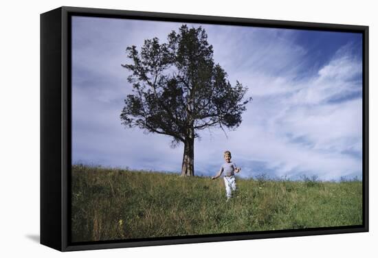 Boy Running Down Hill-William P. Gottlieb-Framed Stretched Canvas