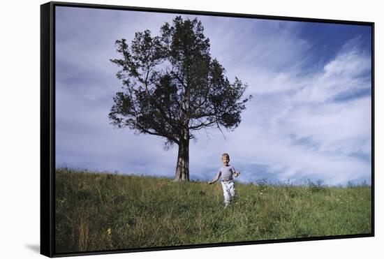 Boy Running Down Hill-William P. Gottlieb-Framed Stretched Canvas